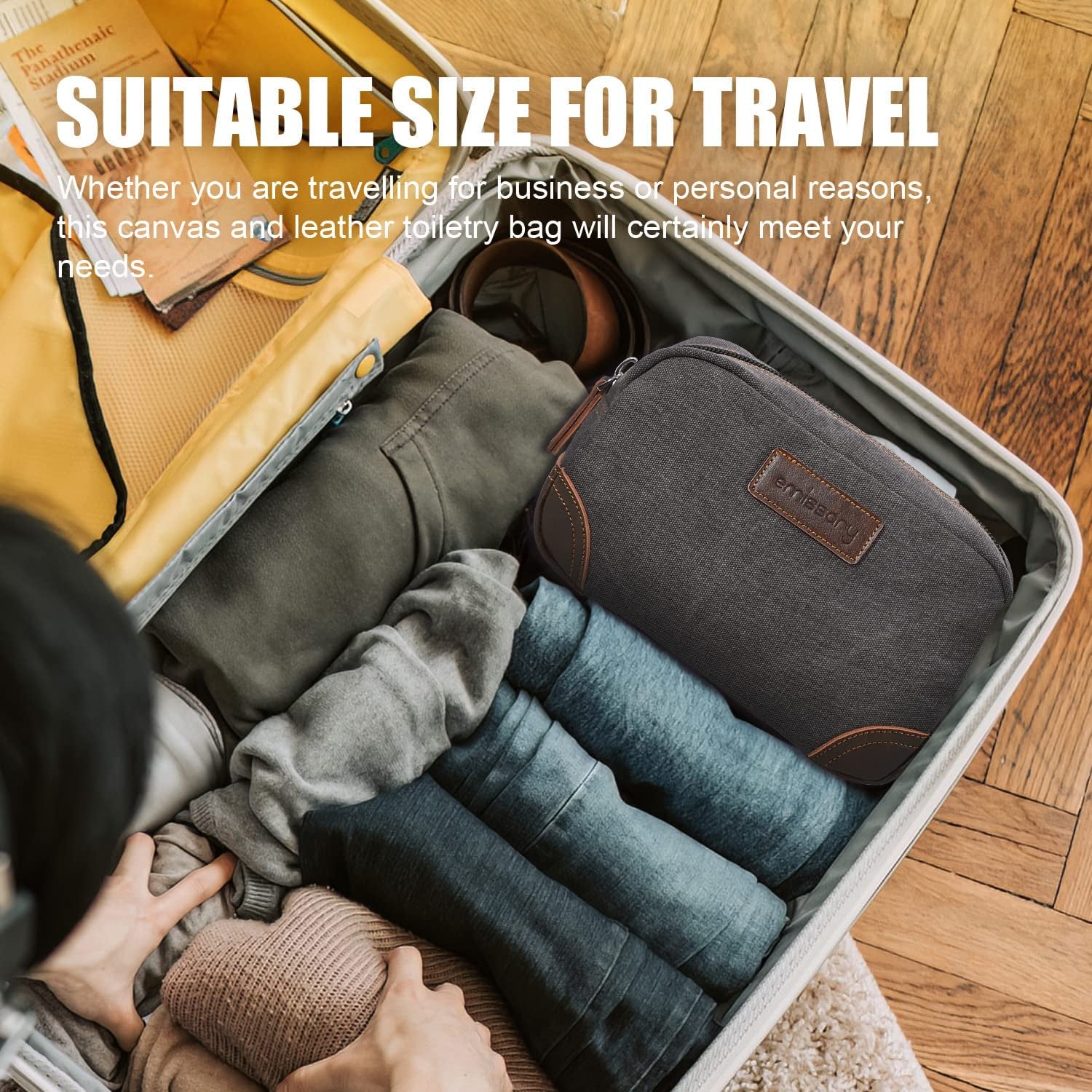 Toiletry Bag for Men, Canvas Travel Toiletry Bag Men'S Dopp Kit, Water-Resistant Bathroom Bag Mens Shaving Kit, Travel Kit Small Bags, Shaving Bag, Toiletry Bags