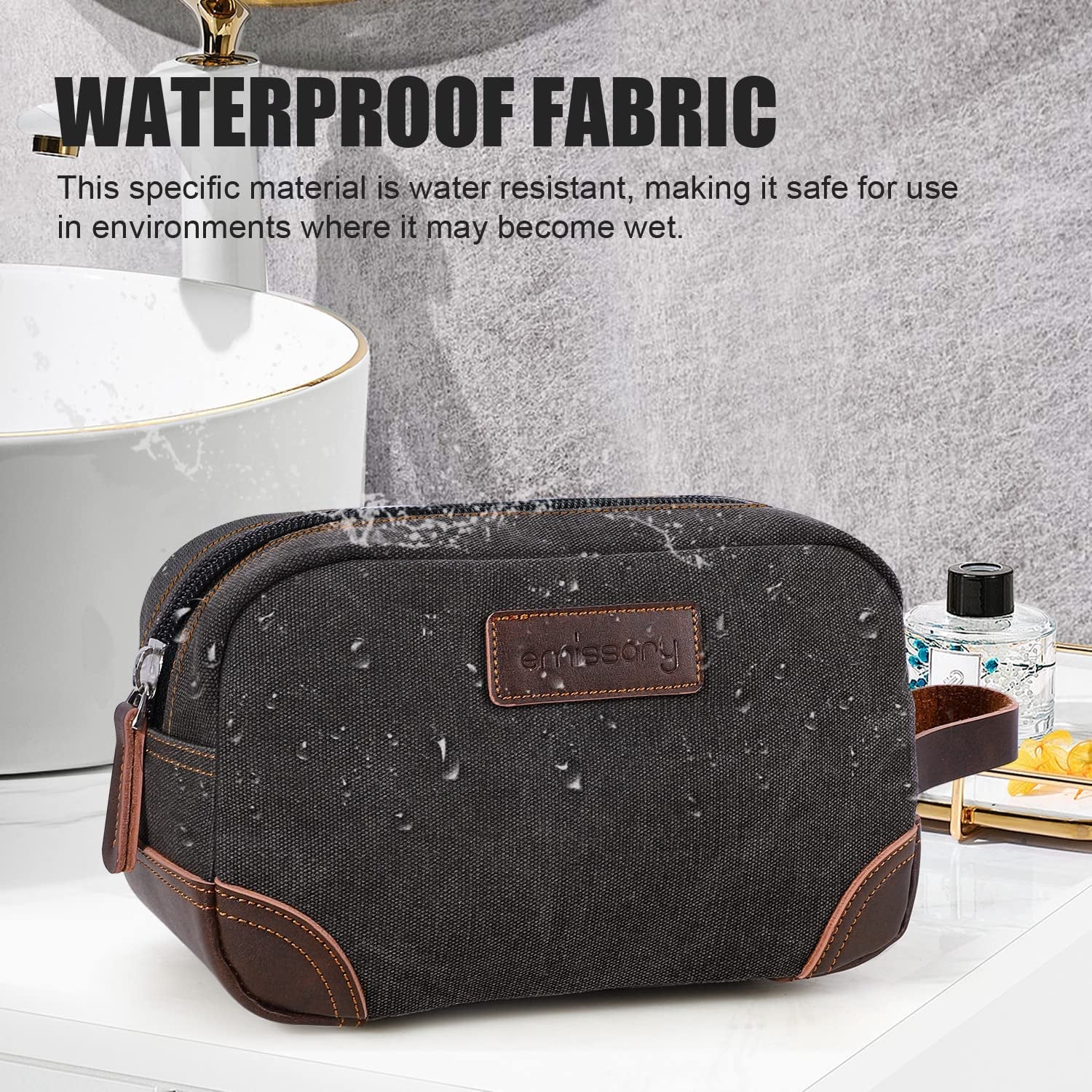 Toiletry Bag for Men, Canvas Travel Toiletry Bag Men'S Dopp Kit, Water-Resistant Bathroom Bag Mens Shaving Kit, Travel Kit Small Bags, Shaving Bag, Toiletry Bags