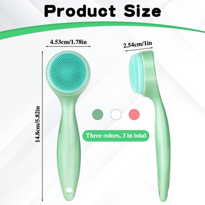 3 Pack Silicone Manual Facial Cleansing Brush Makeup Skincare Removal Applicator Skin Friendly Face Scrubber Exfoliator Soft Bristles Waterproof for Blackheads Whiteheads Massaging