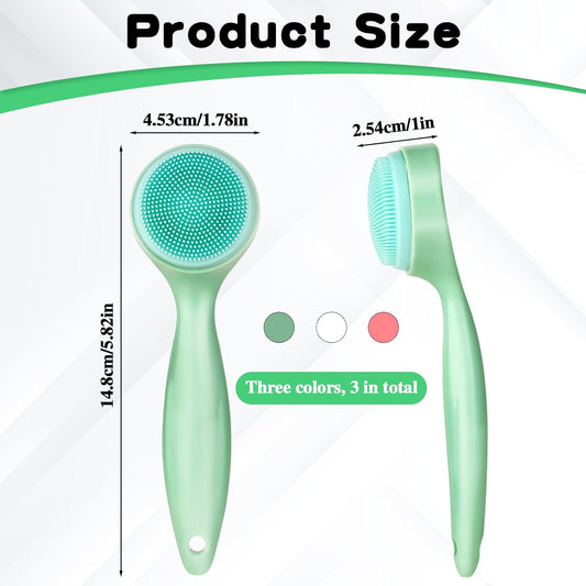 3 Pack Silicone Manual Facial Cleansing Brush Makeup Skincare Removal Applicator Skin Friendly Face Scrubber Exfoliator Soft Bristles Waterproof for Blackheads Whiteheads Massaging