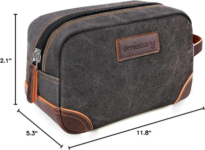Toiletry Bag for Men, Canvas Travel Toiletry Bag Men'S Dopp Kit, Water-Resistant Bathroom Bag Mens Shaving Kit, Travel Kit Small Bags, Shaving Bag, Toiletry Bags
