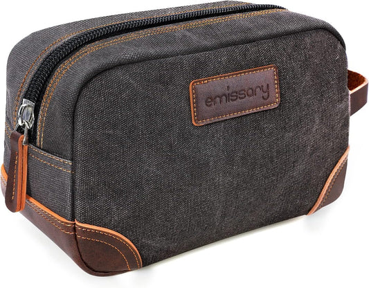 Toiletry Bag for Men, Canvas Travel Toiletry Bag Men'S Dopp Kit, Water-Resistant Bathroom Bag Mens Shaving Kit, Travel Kit Small Bags, Shaving Bag, Toiletry Bags