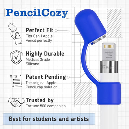 Pencil 5-Pcs Apple Pencil Cap Replacement and Holder, Protective Cover & Tether Prevents Damage, Apple Pen Cap Works with Apple Ipad Pro Pencil (Blue, Red, Yellow, White, Clear)