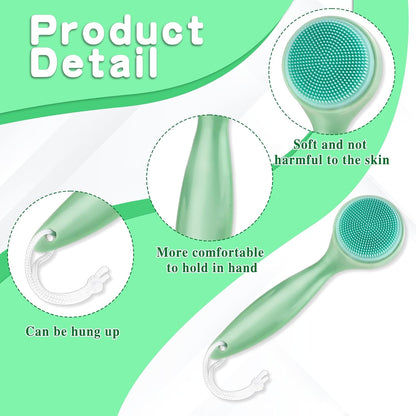3 Pack Silicone Manual Facial Cleansing Brush Makeup Skincare Removal Applicator Skin Friendly Face Scrubber Exfoliator Soft Bristles Waterproof for Blackheads Whiteheads Massaging