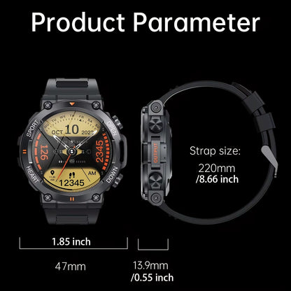K56Pro Men's Smart Watch - Heart Rate Monitor, Bluetooth Connectivity, 1.39" HD Screen, 400mAh Long Battery Life, Perfect for Outdoor Sports